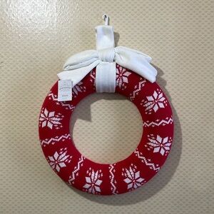 NWT Wondershop Fair Isle Knit Wreath with Bow, 16 inch diameter